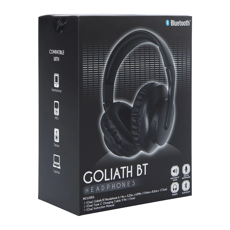 goliath bluetooth® over-ear headphones with mic