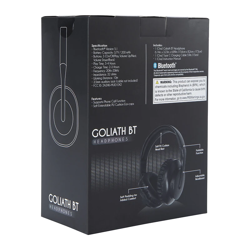 goliath bluetooth® over-ear headphones with mic