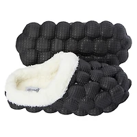 black faux fur lined bubble clogs