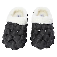 black faux fur lined bubble clogs