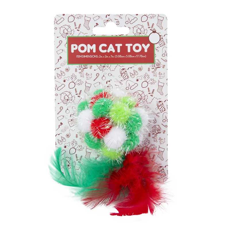 holiday pom cat toy