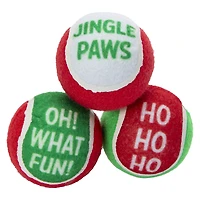 christmas tennis balls dog toys 3-count