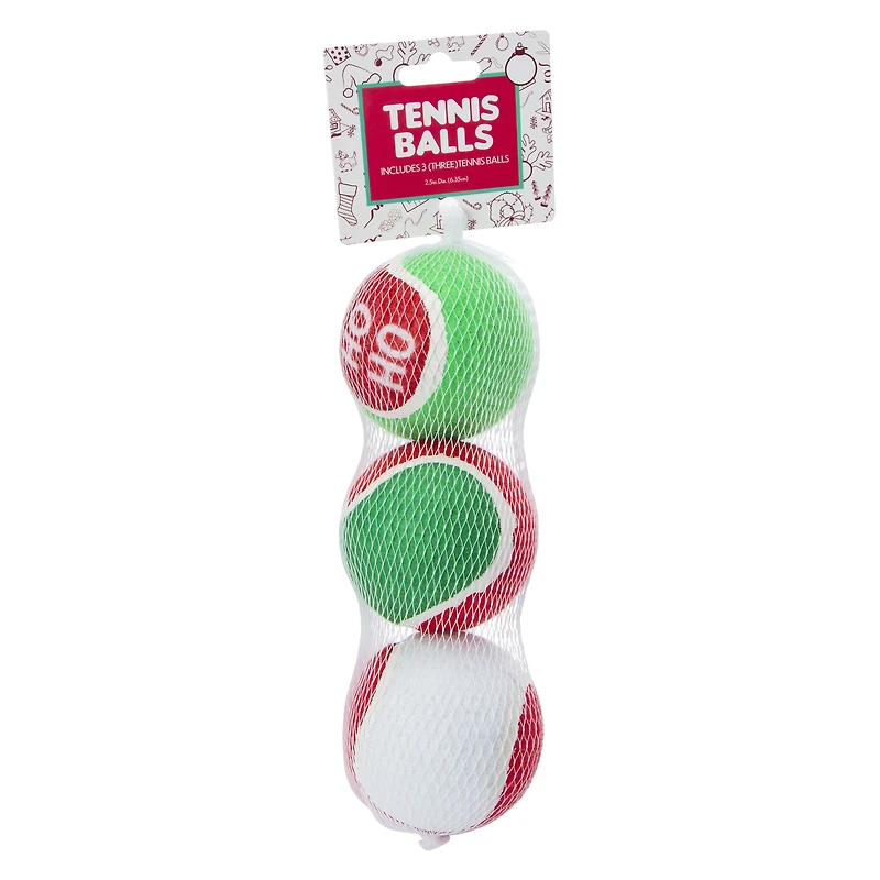 christmas tennis balls dog toys 3-count