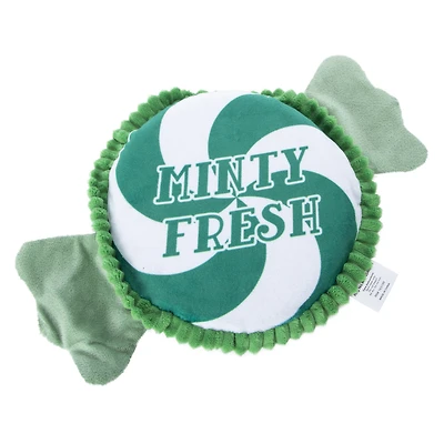 holiday peppermint squeaker dog toy