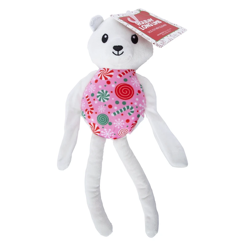 holiday plush long limb dog toy