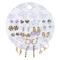 studs & dangly earrings set, 16 pairs