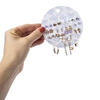 studs & dangly earrings set, 16 pairs