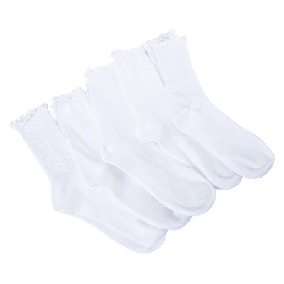 Ladies Lettuce-Edge Crew Socks 5-Pack