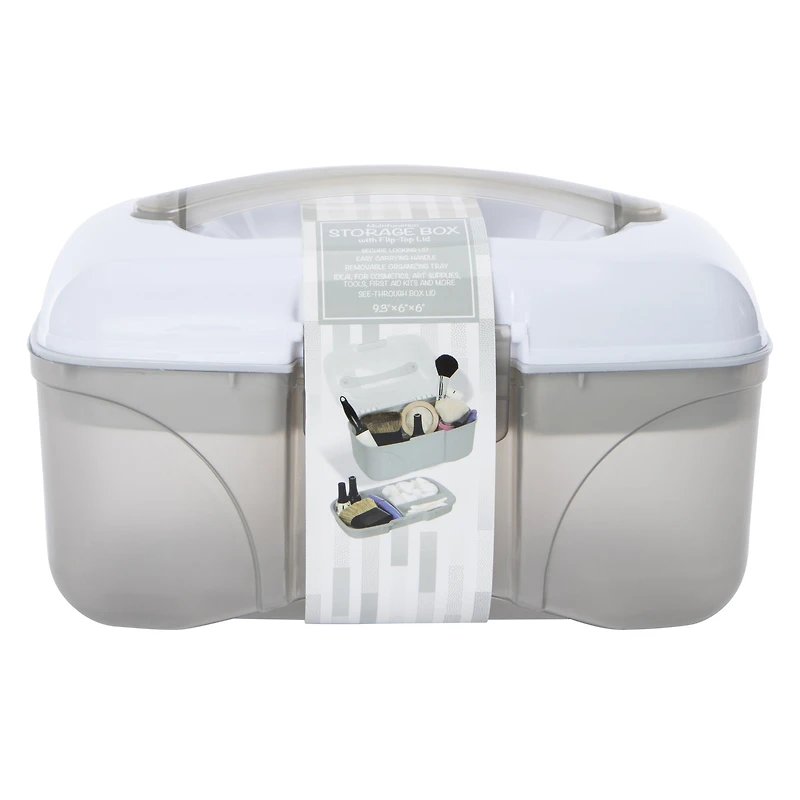 multi-purpose storage box with flip-top lid 9.3in x 6in