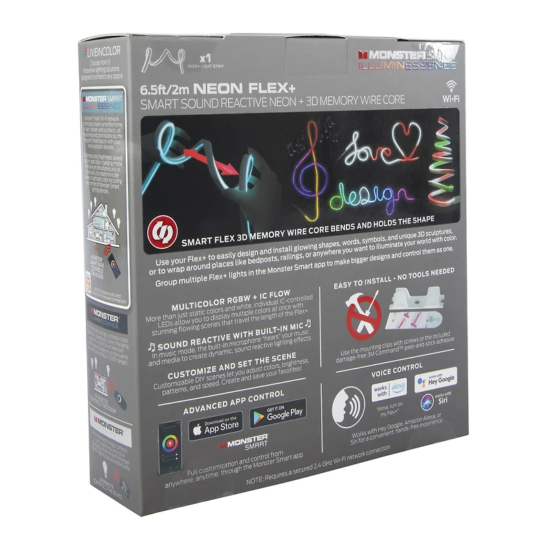 monster® smart illuminessence™ neon flex+ light strip 6.5ft