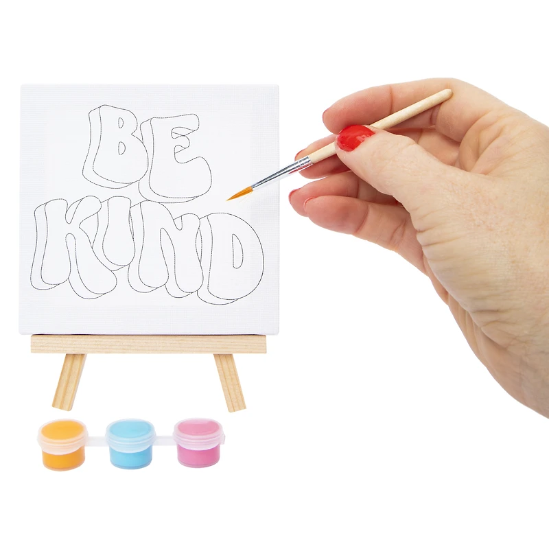 mini printed canvas, easel & paint set