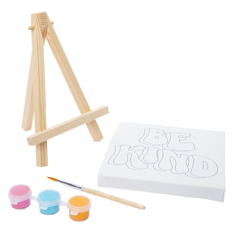 mini printed canvas, easel & paint set
