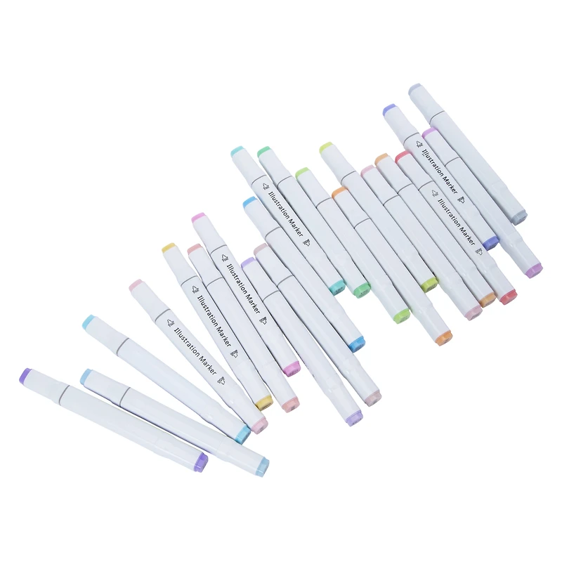 dual-tip illustration pastel markers 21-count