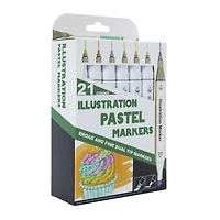 dual-tip illustration pastel markers 21-count