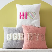 Word Patch Teddy Pillow 16in x