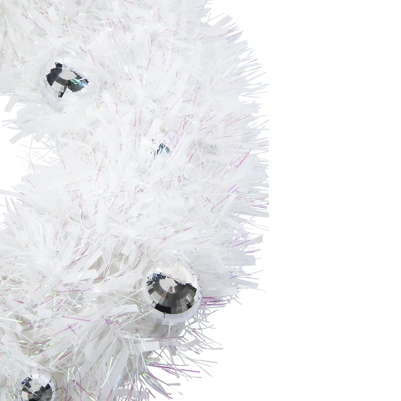 tinsel wreath with disco ball ornaments 21.25in
