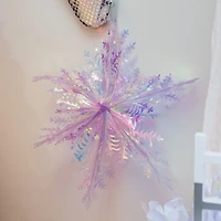 20in hanging iridescent snowflakes 2-count