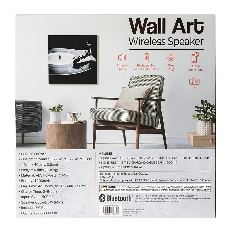 bluetooth® wall art speaker 15.75in