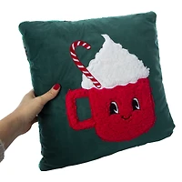 reversible tufted holiday throw pillow 16in