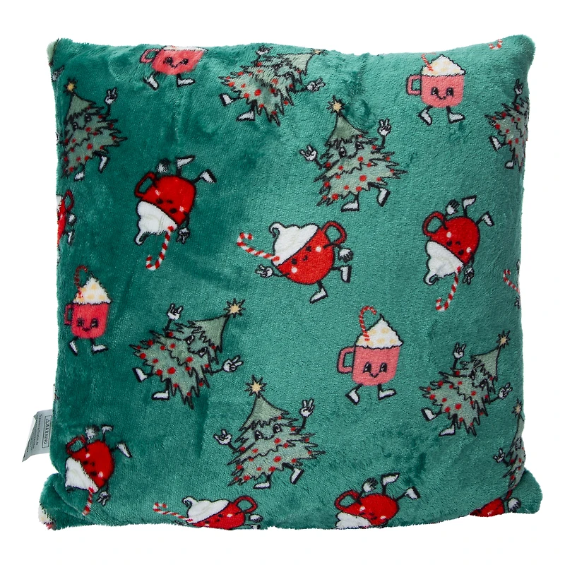 reversible tufted holiday throw pillow 16in
