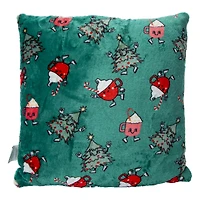 reversible tufted holiday throw pillow 16in
