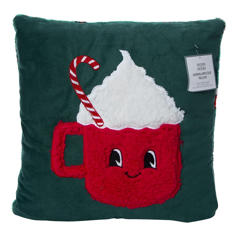 reversible tufted holiday throw pillow 16in
