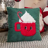 reversible tufted holiday throw pillow 16in