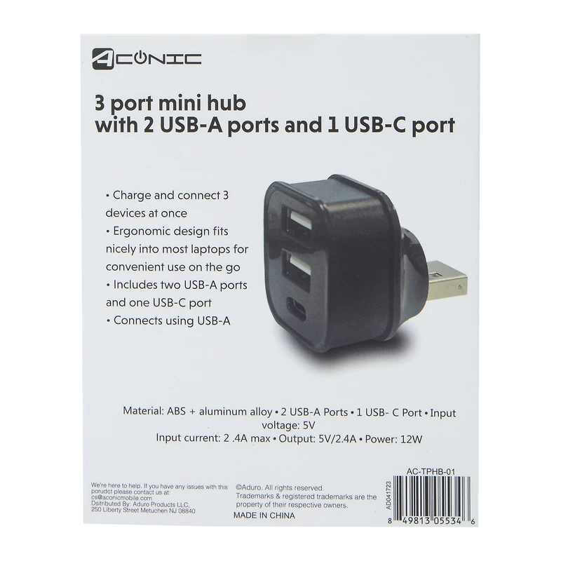 3-Port USB-A & USB-C Mini Hub