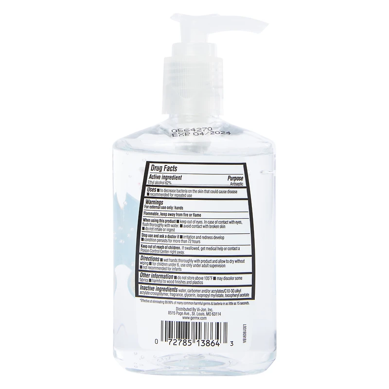 germ-x® advanced moisturizing hand sanitizer pump dispenser 8oz