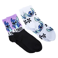 Ladies Disney Stitch Mid-Crew Socks 2-Pack