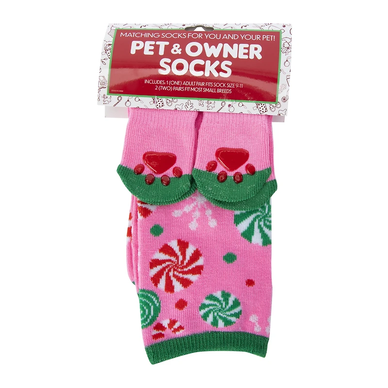 Ladies Pet & Owner Matching Holiday Socks Set