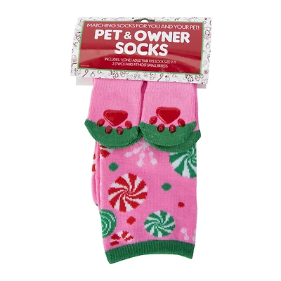 Ladies Pet & Owner Matching Holiday Socks Set