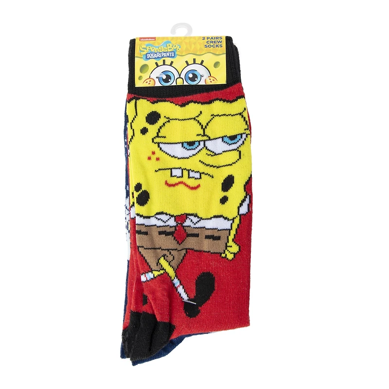 Spongebob Squarepants™ Mens Crew Socks 2-Pack