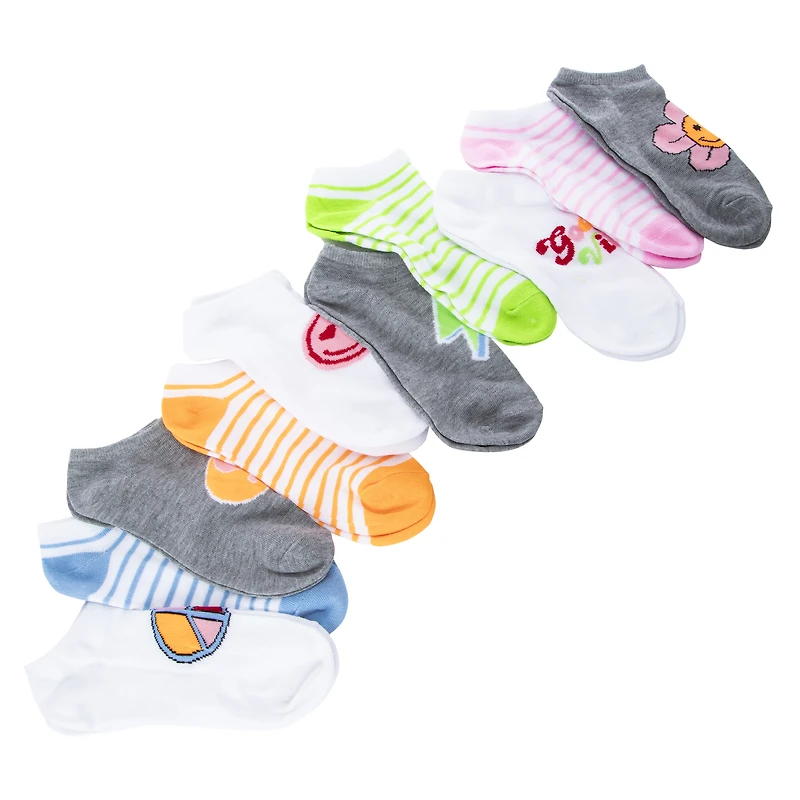 Ladies Striped No-Show socks 10-Pack