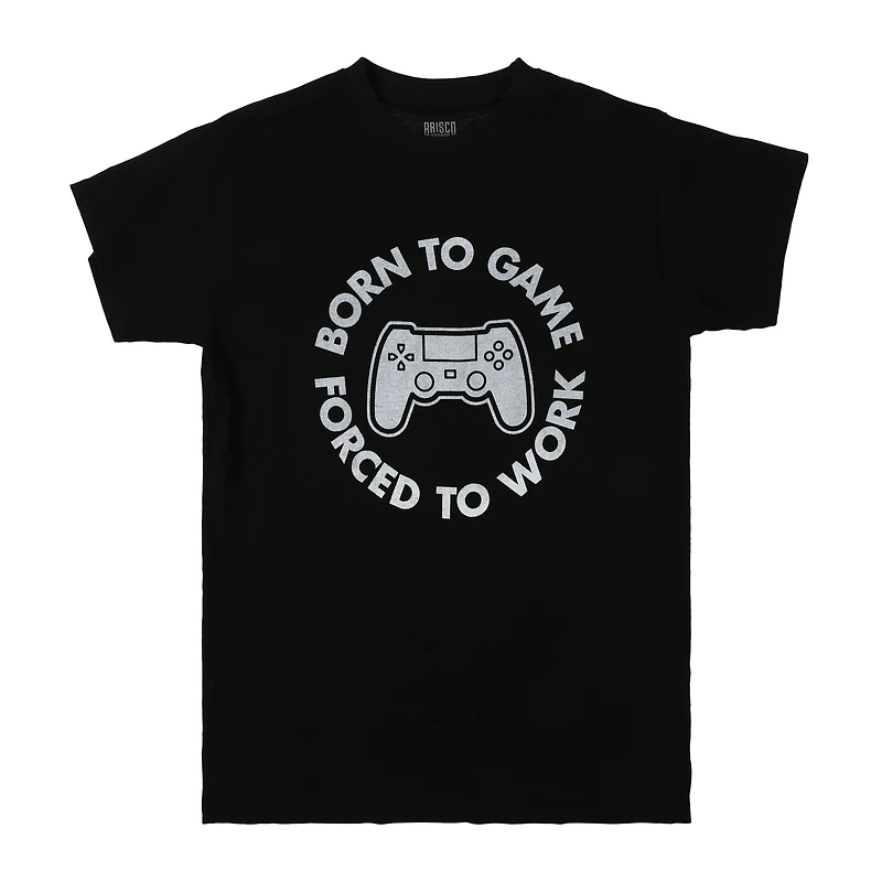 'born to game, forced work' graphic tee