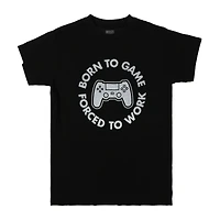 'born to game, forced work' graphic tee