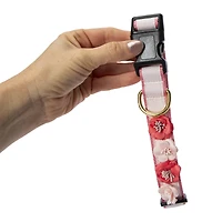 pink floral wedding dog collar