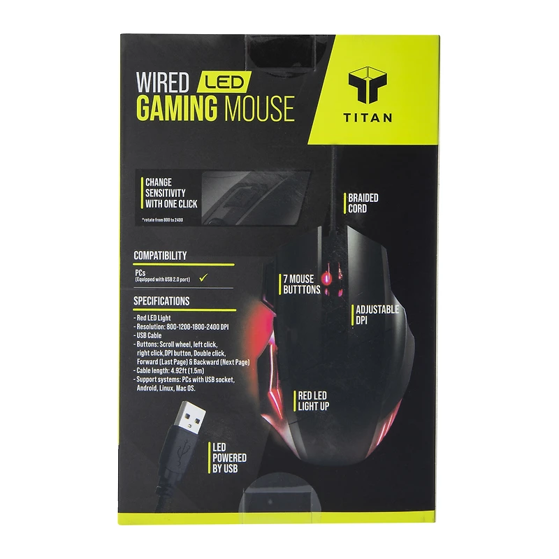 wired LED gaming mouse