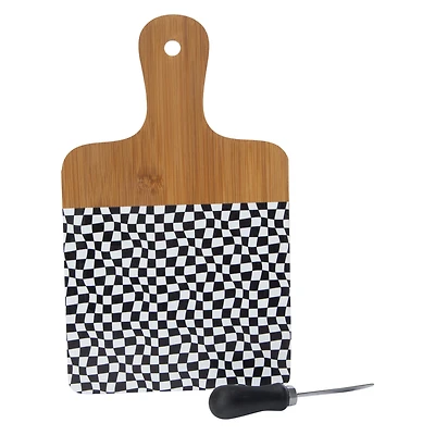 bamboo cheeseboard & knife set 11.81in x 7.08in