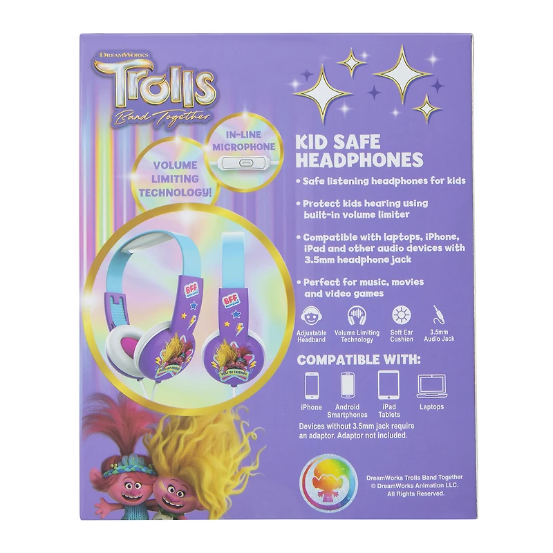 DreamWorks® Trolls™ Kid-Safe Wired Headphones With Mic
