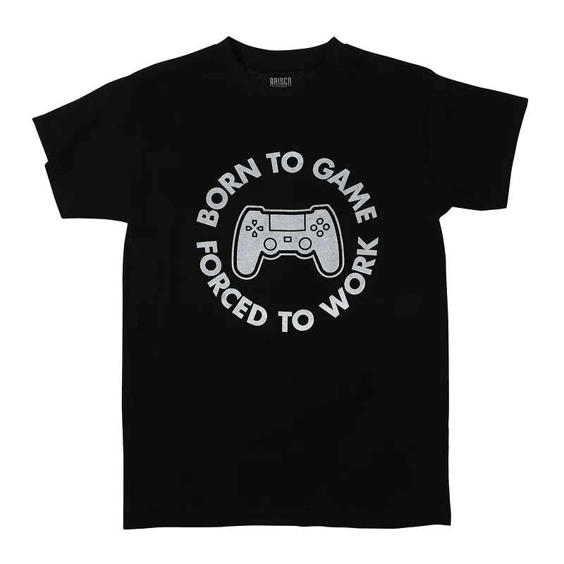 'born to game, forced work' graphic tee