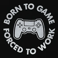 'born to game, forced work' graphic tee