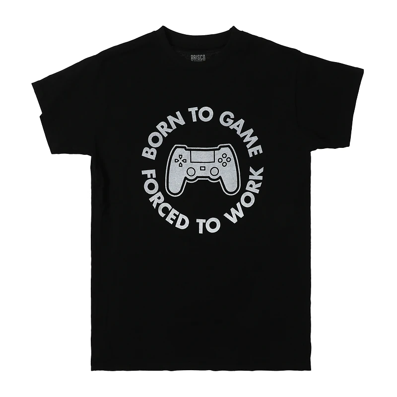 'born to game, forced work' graphic tee