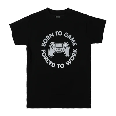 'born to game, forced work' graphic tee