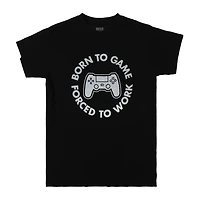 'born to game, forced work' graphic tee