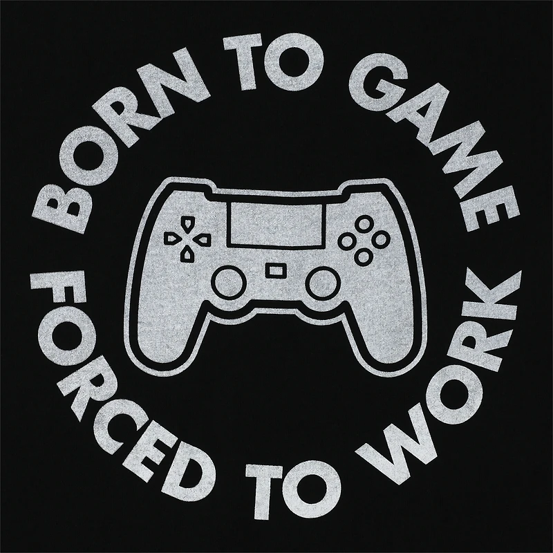 'born to game, forced work' graphic tee