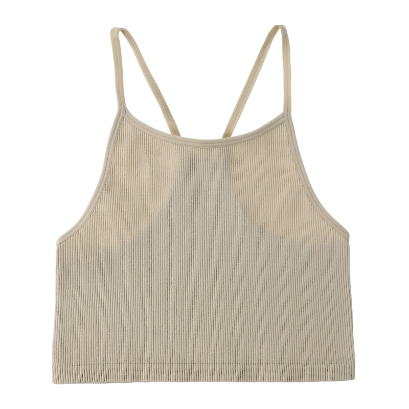 Ribbed High Neck Tank Top