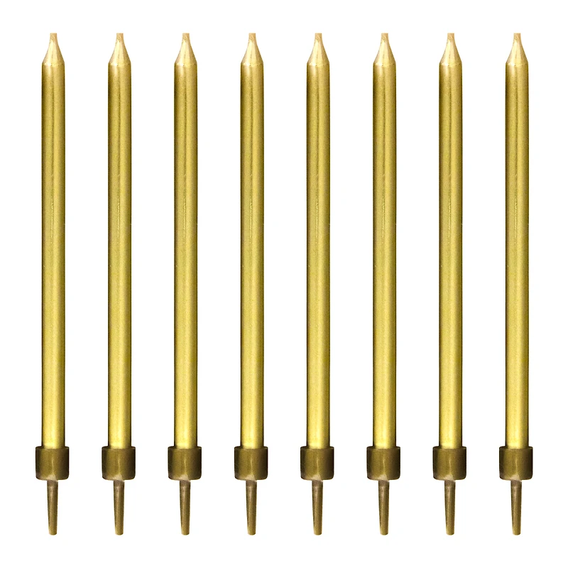 gold metallic birthday candles 8-count