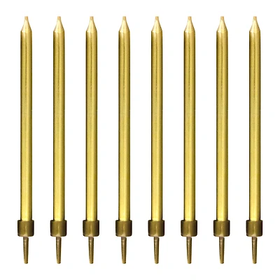 gold metallic birthday candles 8-count