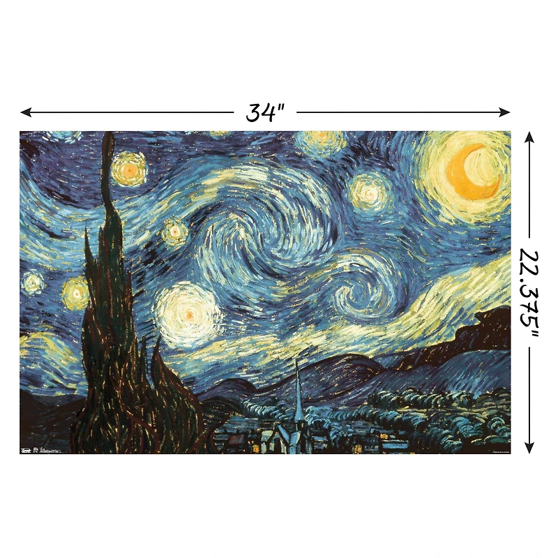 The Starry Night Poster 34in x 22.37in